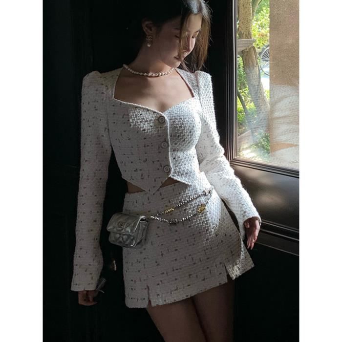 Jupe tweed blanche online