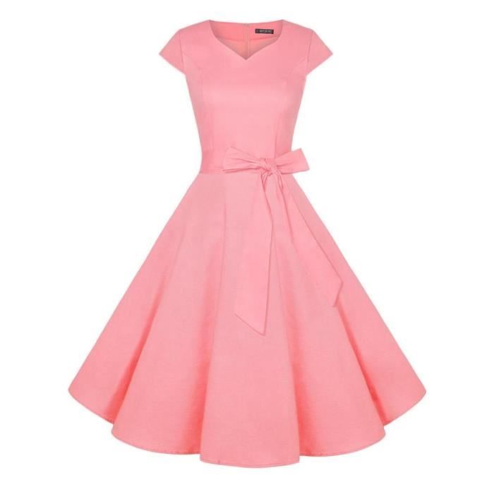 Robe de soiree cocktail retro des annees 1950 Robe a col en V a