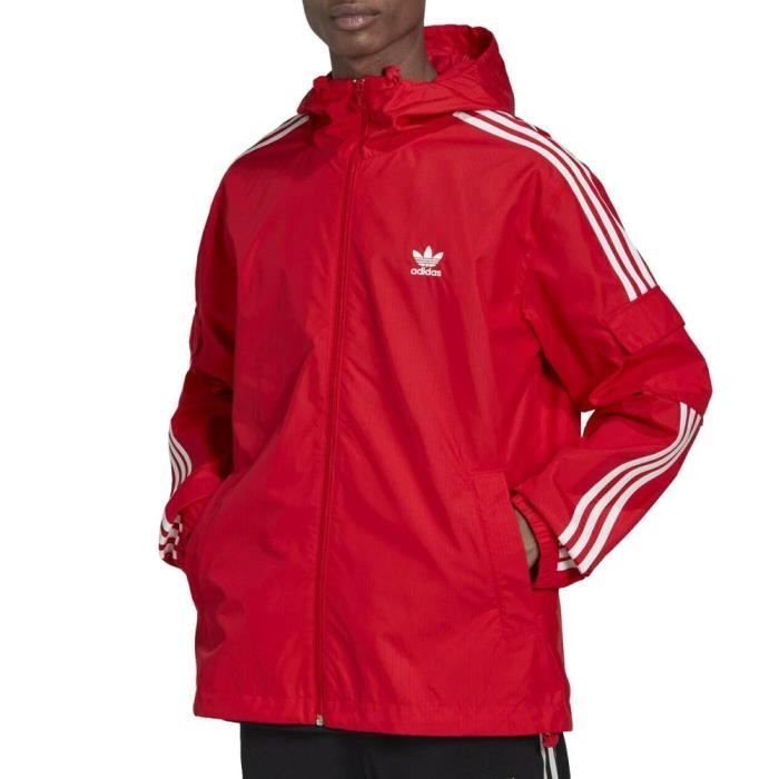 Veste Coupe vent Rouge Homme Adidas 3 stripes Wb Fz Red