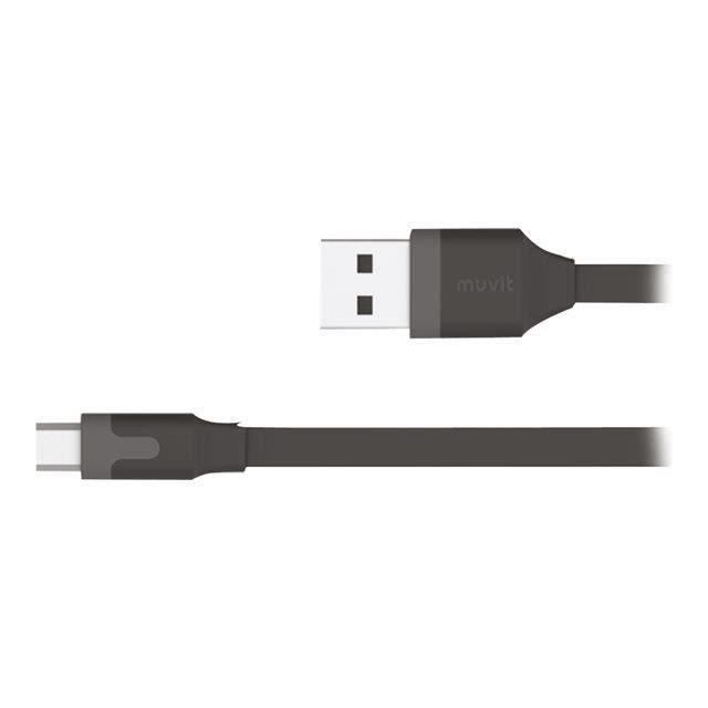 MUVIT TAB Cable plat charge & synchro 2.4a USB/micro-USB - 2m - Noir