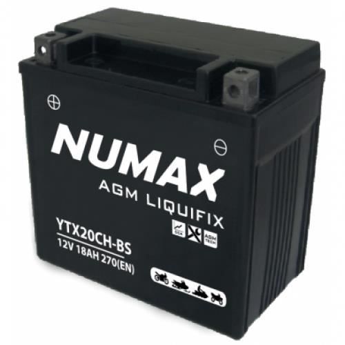 Batterie moto Numax Premium AGM avec pack acide YTX20CH-BS 12V 18Ah 250A