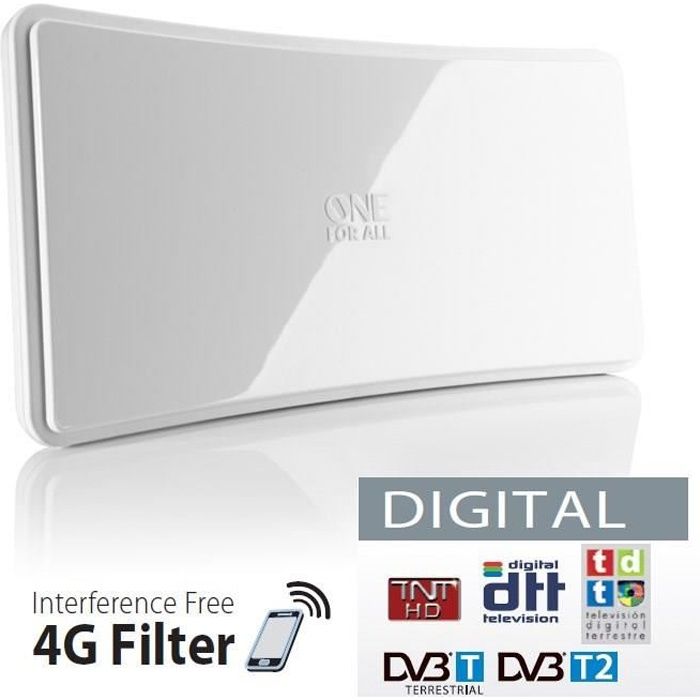 ONE FOR ALL SV9421 Antenne intérieure Curved 42dB blanche - antenne rateau,  avis et prix pas cher - Cdiscount