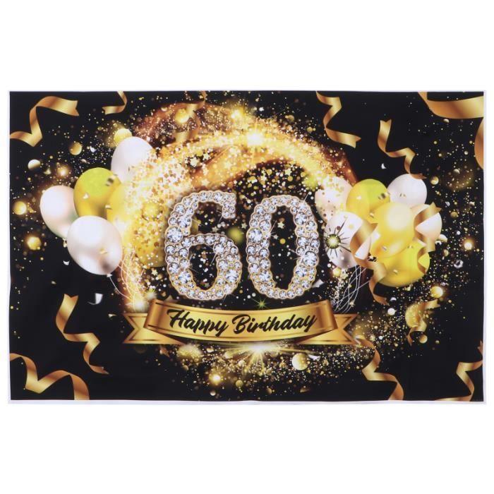 Renaiss Toile De Fond 1.8x1.2m Or Et Noir Joyeux Anniversaire – Taches Dorées Vintage Pour Photos Festives