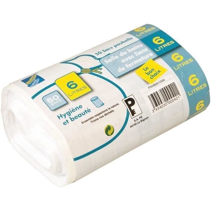 60 Sacs poubelle Blanc hygiène et beauté 6l