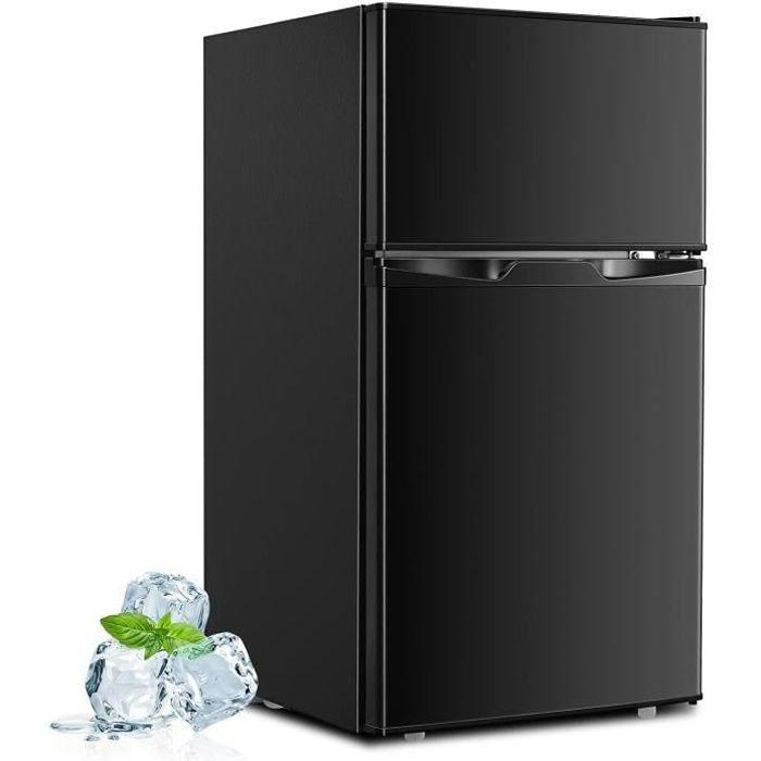 RELAX4LIFE 100W Réfrigérateur 85L avec Bac de Légume 2 Bacs sur Porte et 2 Tablettes Verre Amovible, Congélateur