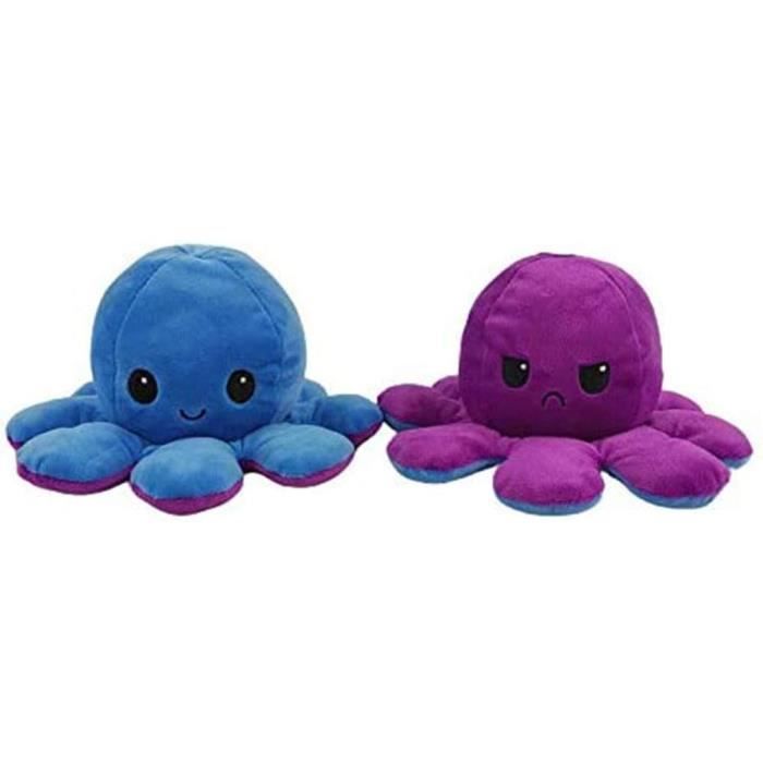 Vert QINQI Jouet en Peluche Double Face Flip Poulpe Jolie Poup/ée de Poulpe R/éversible Poup/ée Danimaux en Peluche Doux Cadeau de Jouets pour Enfants Gar/çons Filles Bleu Clair
