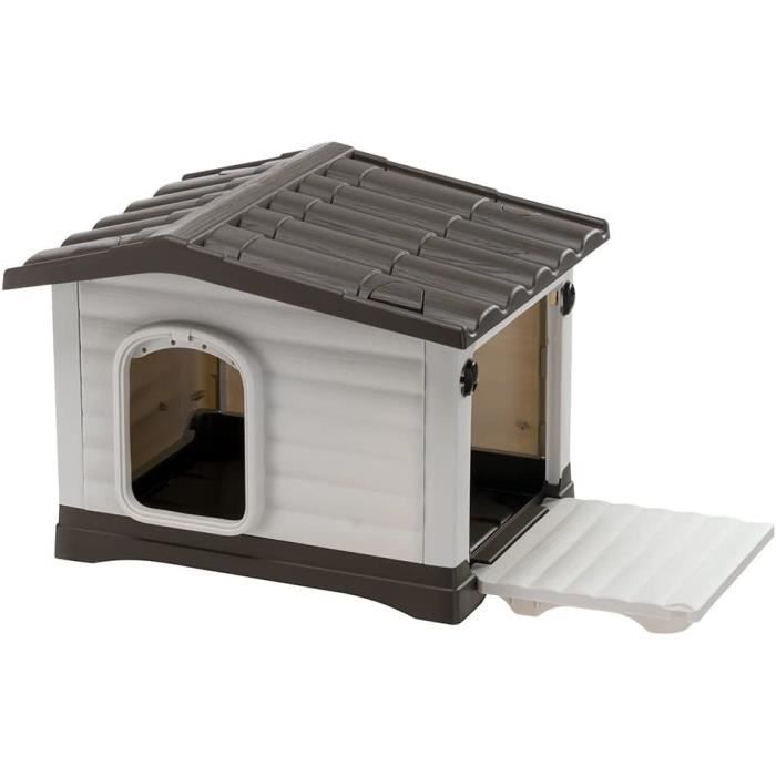 Meilleurs prix pour Ferplast Niche pour l'extérieur, Maison pour Chiens DOGVILLA 60 en Résine Thermo-Plastique Résistant, Panneaux Latérales Ouvrabl8