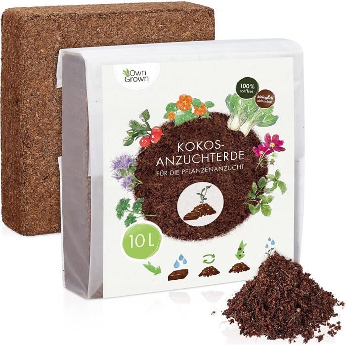 Terreau De Coco Premium 3L - Avec Nutriments, Sans Tourbe - Pour Plantes D'intérieur Et Semis
