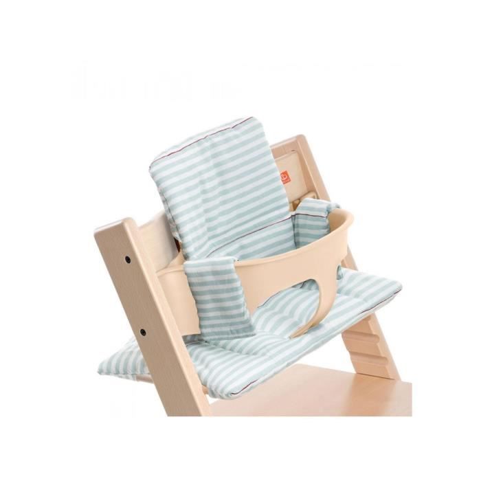 Stokke Coussin Rayures Aqua Enduit Pour Chaise Tripp Trapp