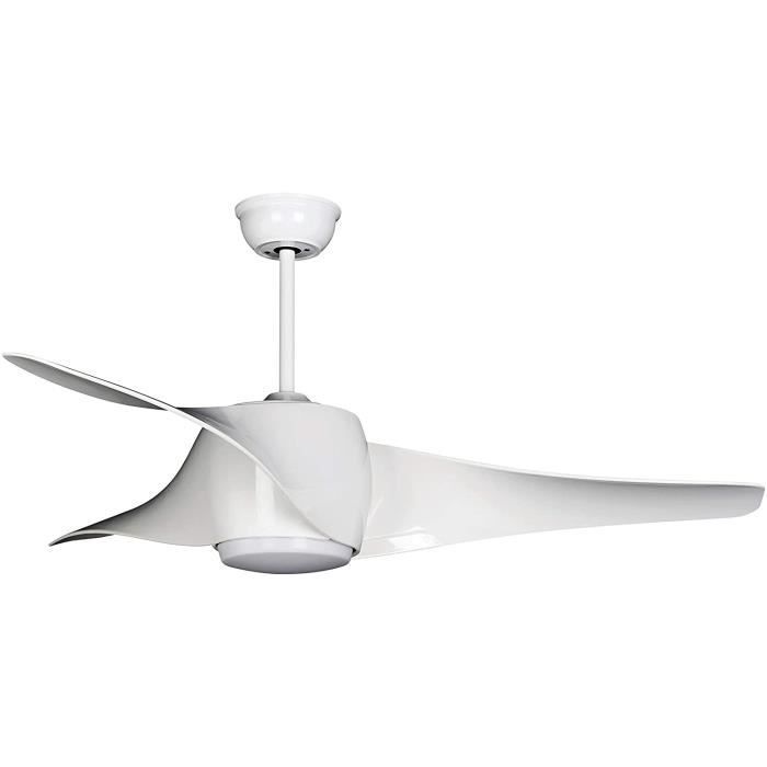 Ventilateur De Plafond Sulion 132 Cm Blanc - 4 Pales, Télécommande, Fonction Hiver/été, Avec Abat-jour Verre