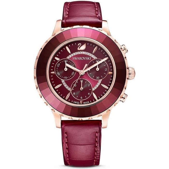 Bracelet cuir / tissu femme - SWAROVSKI - Montre Swarovski Octea Lux Chrono Rouge