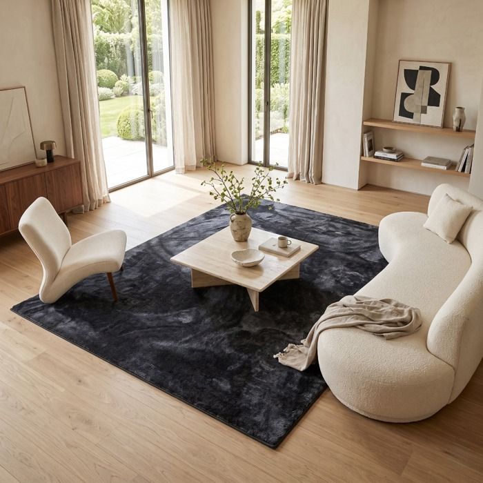Tapis doux uni gris foncé 160x220
