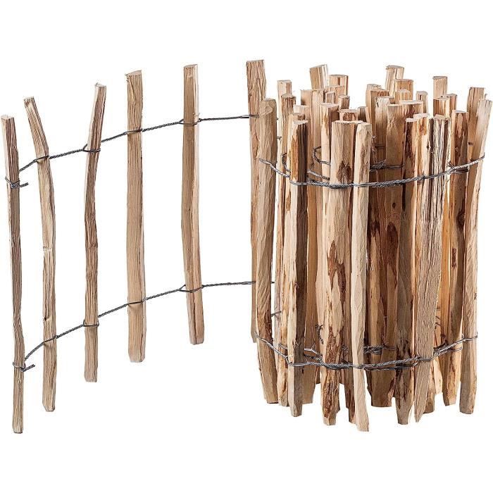 Clôture En Noisetier Avec Écorce - Hauteur 35 Cm, Longueur 300 Cm - Bordure De Jardin Naturelle - Pour Parterres Et Allées