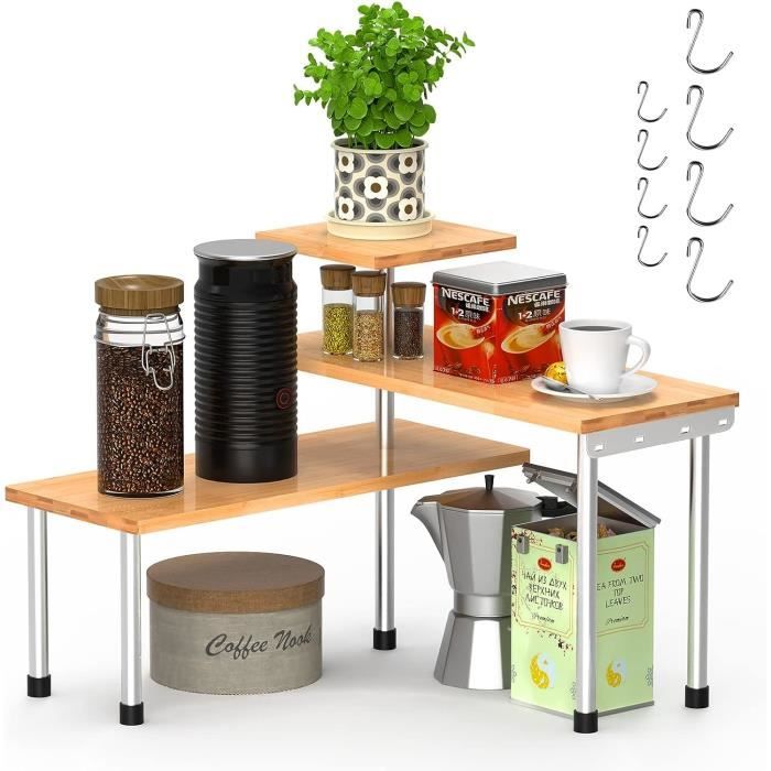 Rangement organisateur de cuisine étagère à épices en bois debout plan de  travail étagère de cuisine en bambou, porte-rouleau de cuisine porte- cuillère de cuisine, LxPxH 55 x 20 x 20