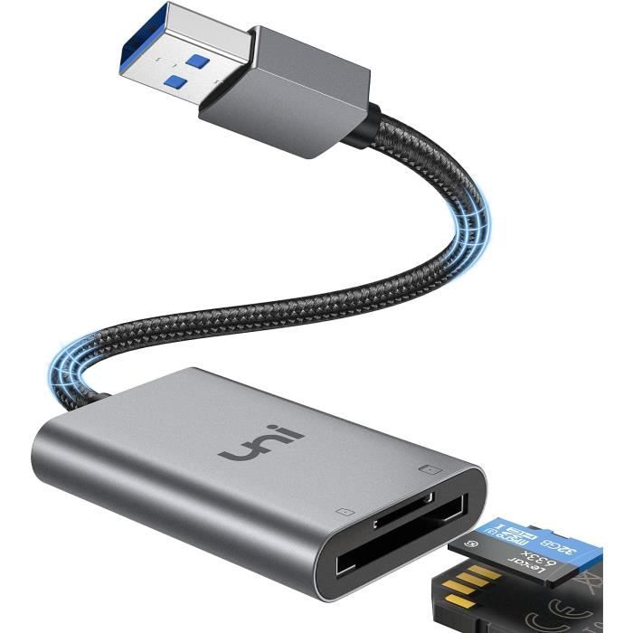 uni Lecteur de Cartes USB 3.0, 2-en-1 Lecteur Carte SD/MicroSD