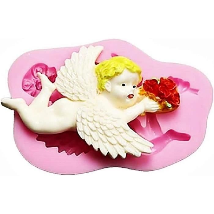 Moule Bougie Ange 3D En Silicone – Formes Ange Avec Cœur/livre/fleur/maison – Pour Cire Soja Ou Abeille, Facile à Démouler - 4