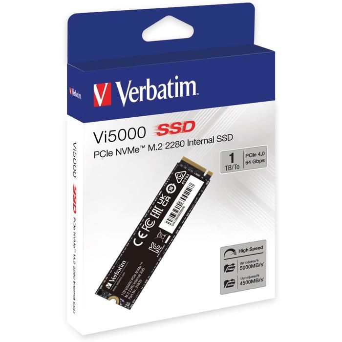 SSD - VERBATIM - VI5000 - PCIe4 NVME - M.2 - 1 To - 5000 Mo/s lecture - 4500 Mo/s écriture