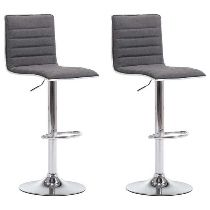 VidaXL Chaises de bar 2 pcs Gris foncé Tissu  Cdiscount Maison