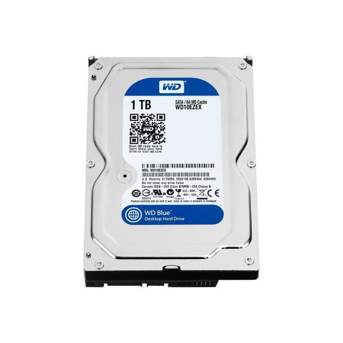 WD Blue WD10EZEX Disque dur 1 To interne 3.5 SATA 6Gb-s 7200 tours-min  mémoire tampon : 64 Mo pour My Cloud EX2 - Cdiscount Informatique