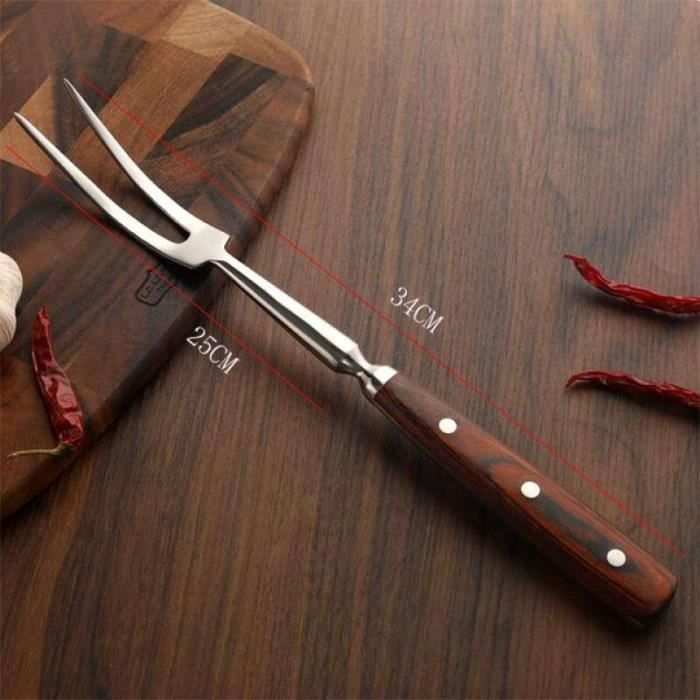 Fourchette à Griller En Acier Inoxydable, Fourchette à Viande En Acier Inoxydable Avec Poignée, Fourchette à Découper Pour Cuisine, Restaurant Et événements En Plein Air, 13,3 Pouces
