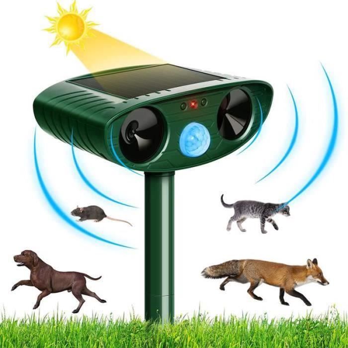 Répulsif à Ultrasons Pour Chats Et Animaux - Solaire Et USB, 3 Modes, étanche IP54, Détection Mouvement 8m, Pour Jardin