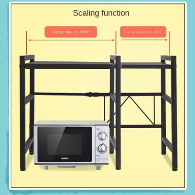 Étagère Extensible Pour Micro-ondes – Gain De Place, 6 Crochets, Version Noire épaisse, Comptoir Cuisine