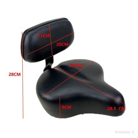 Siège Vélo Avec Dossier - Selle Confort Extra Large - Mousse Mémoire Forme - Pour VTT Et Vélo Électrique