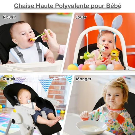 Costway Chaise haute pour bébé pliable avec 7 hauteurs réglables et bar à  jouets gratuits pour le plaisir