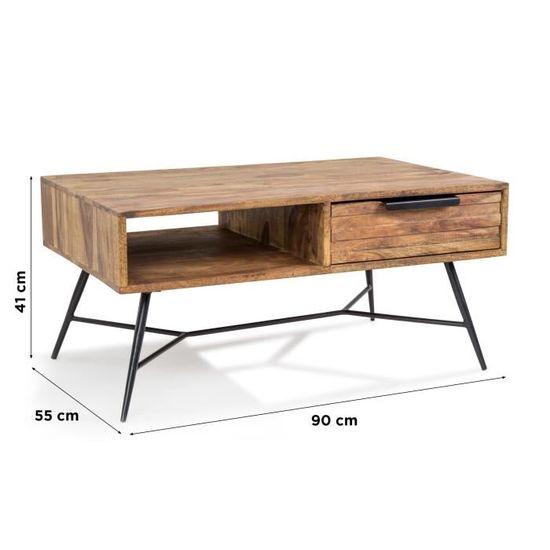 Dazy Table Basse En Bois De Rose Inde Avec Pieds En Metal Achat Vente Table Basse Dazy Table Basse En Bois De Cdiscount