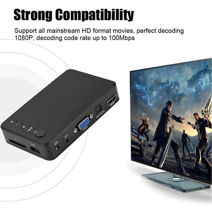 Lecteur multimédia HD,Fonction USB HOST,HD jusqu'à 1080p,Prise en Lecteur multimédia HD,Fonction USB HOST,HD jusqu'à 1080p,Prise en