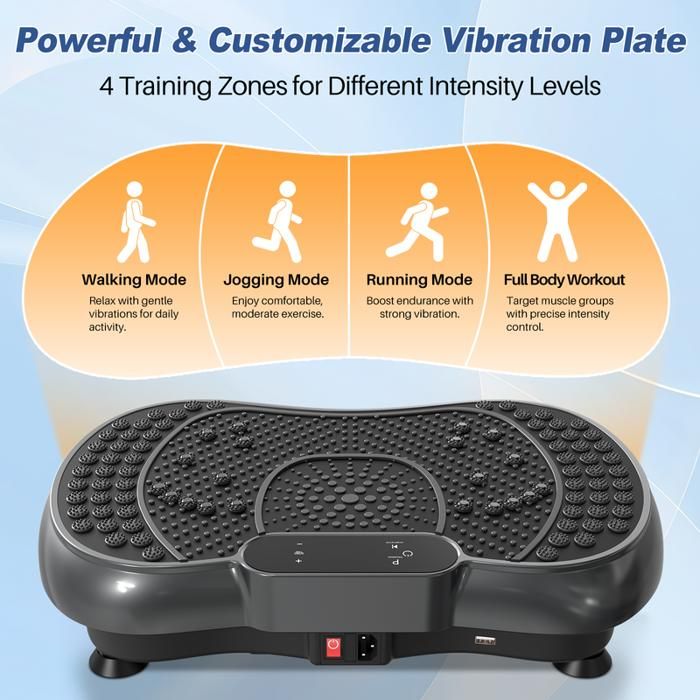 Plateforme Vibrante – Moteur Silencieux, 120 Niveaux + 10 Programmes, 180 Kg Max, Télécommande, Sangles – Rouge/Noir