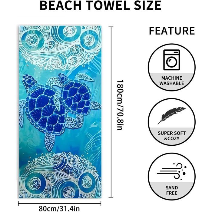 Serviette De Plage Anti-Sable – Microfibre, Séchage Rapide, 180x80 Cm, Pour Piscine, Voyage, Camping (Motif Cocotier) - 4