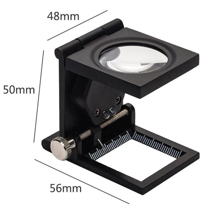 Loupe de poche 10X avec échelle LED et lentille optique pour lecture et