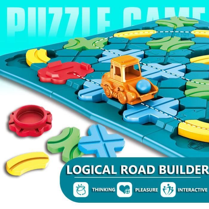 Hereneer Jeu de Construction de Route Logique pour Enfants, Jeux de Société  Puzzle de Piste de