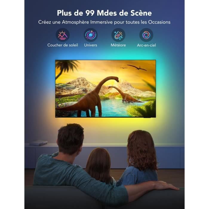 Rétroéclairage TV LED Govee RGBWIC - 4,4 M, Pour écrans 32-70", 210+ Modes, Compatible Alexa - 3