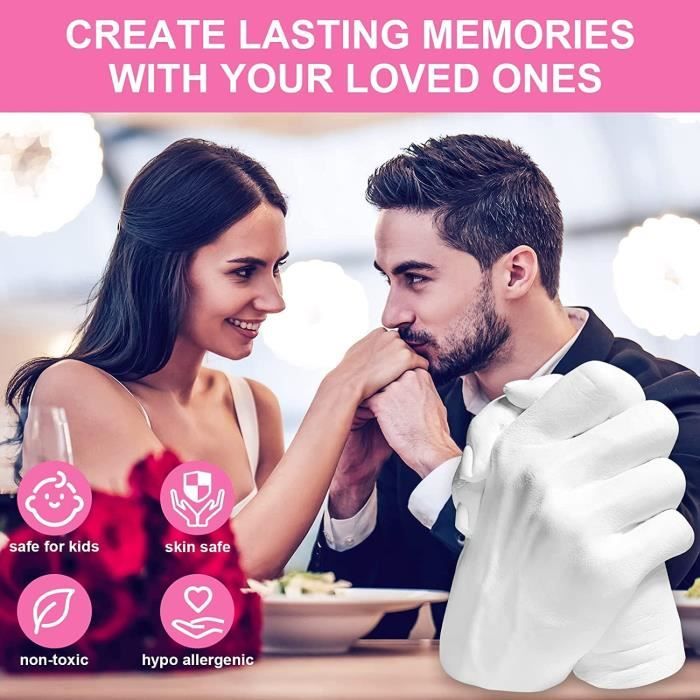 Pack de 2 Kit de moulage d'empreinte 3D pour 2 mains adultes entrelacées,  offre spéciale pour la Saint Valentin