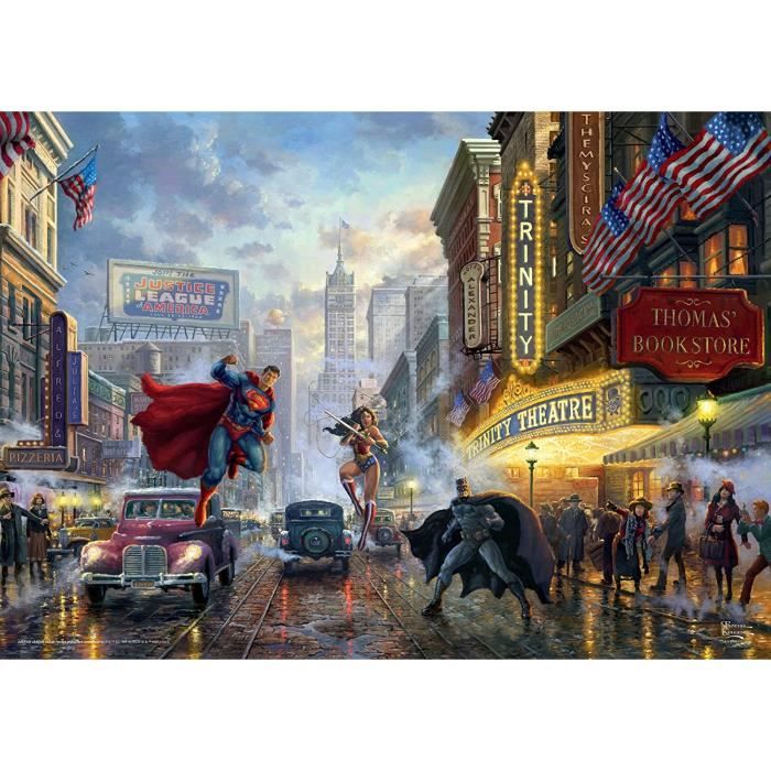 Schmidt Spiele 57589 Thomas Kinkade, Batman, Superman et Wonder Woman, 1000 Teile Puzzle