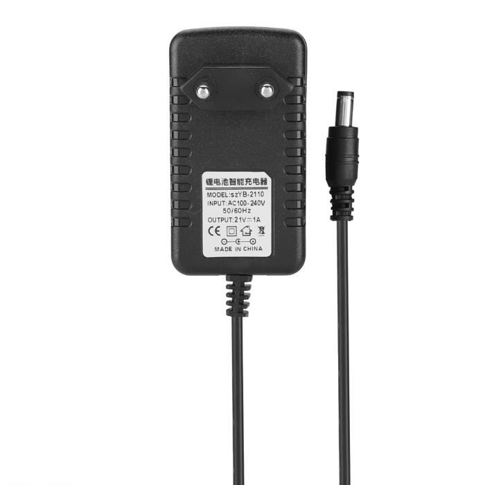 Adaptateur Secteur 21V 1A Pour Batteries Lithium-ion - Noyau Cuivre Épais - Prise US - Protection Surtension