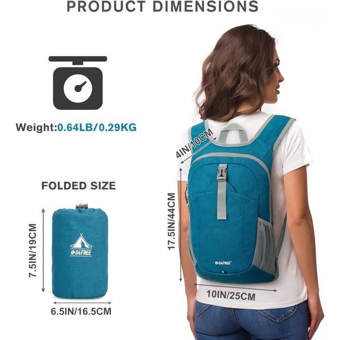 G4Free Petit Sac a Dos 15L Pliable Leger Randonnee Sac a Dos Femmes Hommes Sac a