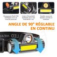 Lampe Frontale LED Rechargeable,Câble USB Inclus,avec 1200mah Batteries,pour Cyclisme,Camping,Randonne-2