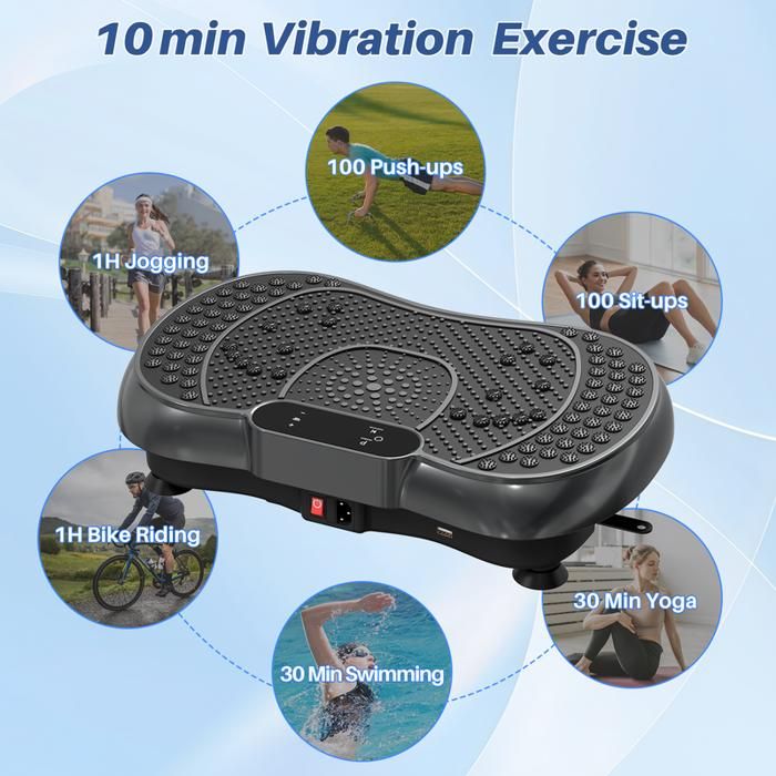 Plaque Vibrante VirtuFit Fitness – 10 Programmes, 99 Vitesses, Bluetooth, Télécommande – Entraînement Complet En 10 Min/jour