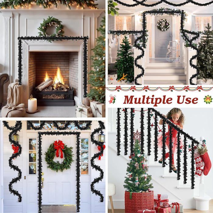 Guirlande De Sapin CD-8pcs 14m Noël Guirlandes Tinsel De Noël Noël Guirlande Sapin De Noel