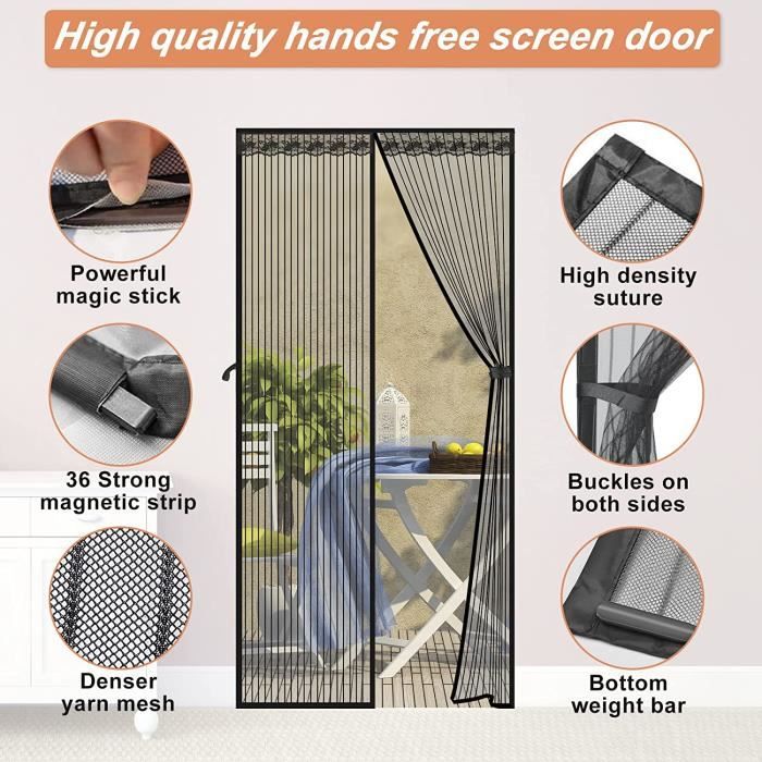 Rideau de porte à écran magnétique, moustiquaire, filet de protection  contre les mouches, ressort magnétique pour portes et fenêtres, 120x250cm -  AliExpress