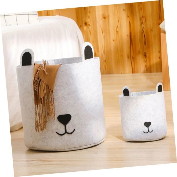 Panier à Linge Et Jouets En Feutre OYHOMO - Design Chat, Pliable, 35x35 Cm, Rose Ou Gris - 6