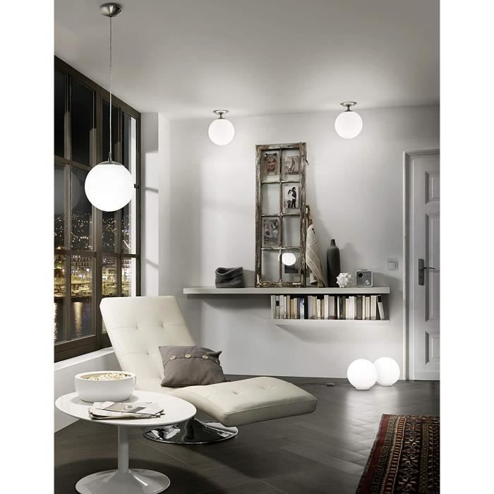 Plafonnier Eglo Durelo - Blanc, Verre Et Plastique, Culot E27, Design Moderne
