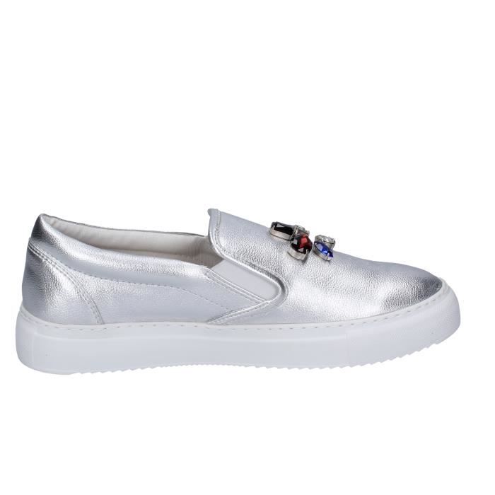 Mocassin Femme Argent en Cuir AGILE by RUCOLINE Parfait pour