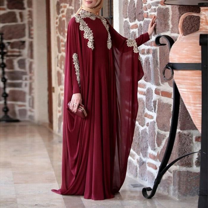 Abaya dubai caftan femmes musulmanes manches chauve souris Robe arabe Robe Farasha Jilbab maroc Maxi Robe de Cocktail Jilbab Ramadan Noir Cdiscount Pret a Porter