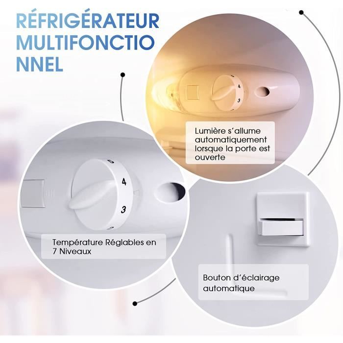 RELAX4LIFE Réfrigérateur 1 Porte 91L avec Thermostat à 7 Niveaux