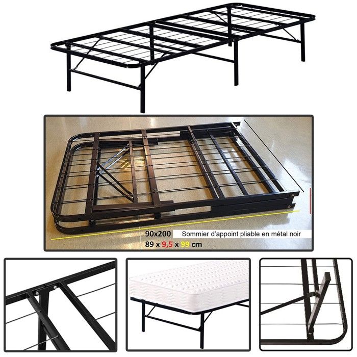 Cadre de lit Simple en métal - Yaheetech - 90x190 cm pour Adultes