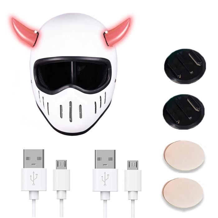 Cornes De Casque Moto Diable Démon - Accessoire Déco Avec Ventouses - Rouge Vif